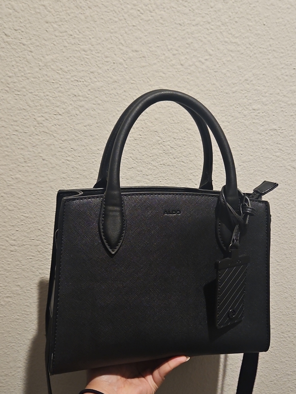 ALDO Black Structured Satchel with Top Handles